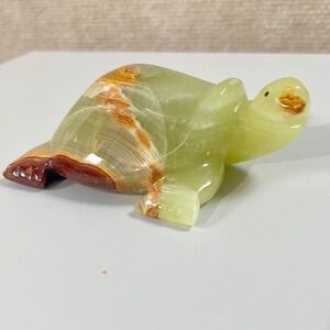 Vintage Green Onyx Marble Turtle Statue  Handcrafted Gemstone Tortoise Figurine‎